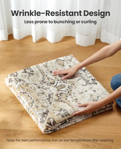 Amada Large 8x10 Washable Area Rug for Living Room (8' x 10' (Rectangular) / Grey/Beige)