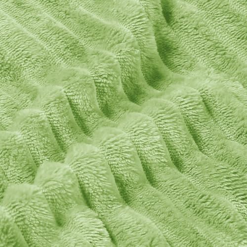 3D Ribbed Jacquard Green King Size Blankets for Bed (Grass / King(108"x90"))