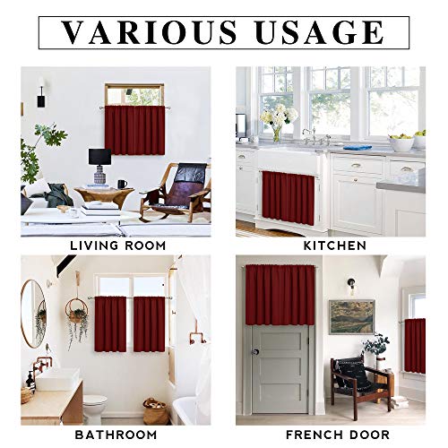 Blackout Curtains for Bedroom Living Room Nursery 63 inches Long (Burgundy Red / 34"W x 63"L (Pack of 2))