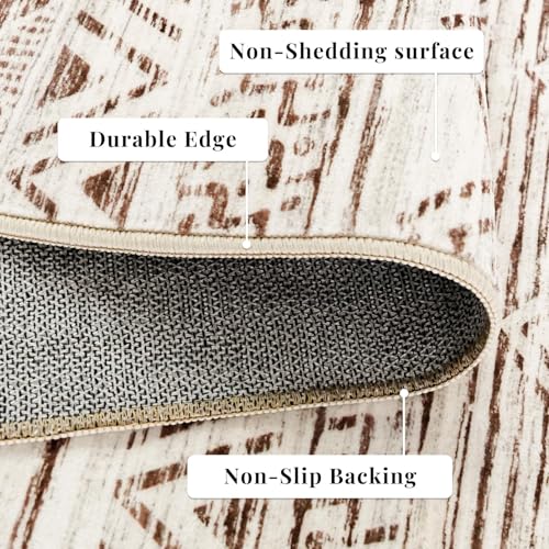 3x18 Runner Rug Washable Moroccan (Beige / 3' x 18')