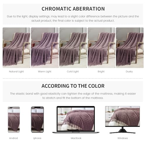 Lavender Throw Blanket 50 x70 Inch Jacquard Throw Knitted Blanket (Jacquard-dark Lavender / 50"x70")