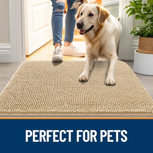 Dog Door Mat for Muddy Paws 59x20 (Beige / 59" X 20")