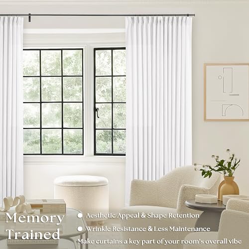 Snow White Pinch Pleated 105 Inch Curtains 2 Panels for Windows (Snow White / 40"W x 105"L (Pack of 2))