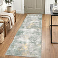 Abstract Runner Rug 2x6 Ft Washable Runners for Hallways (Light Green/Gray/Orange / 2' x 6' (Rectangular))