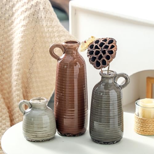 Ceramic Vases Set of 3 (010 - Brown)