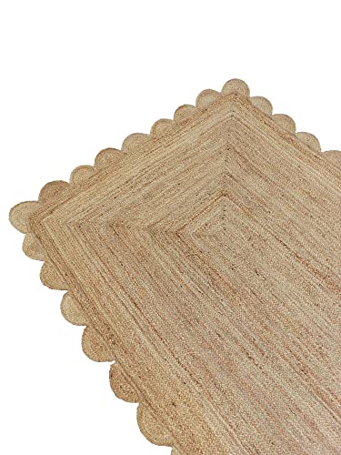 Scalloped Natural Jute Area Rug (Natural / 9'x12' (Rectangular))