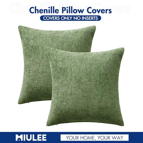 Decorative Couch Throw Pillow Covers 20x20 Inch Sage Green 2 Pack (20" x 20" (Pack of 2) / Sage Green)