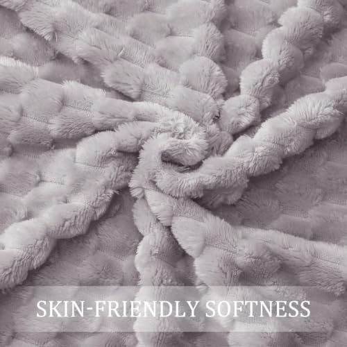 3D Fleece Twin Size Blanket for Bed (Light Grey / Twin ( 60x80 IN ))