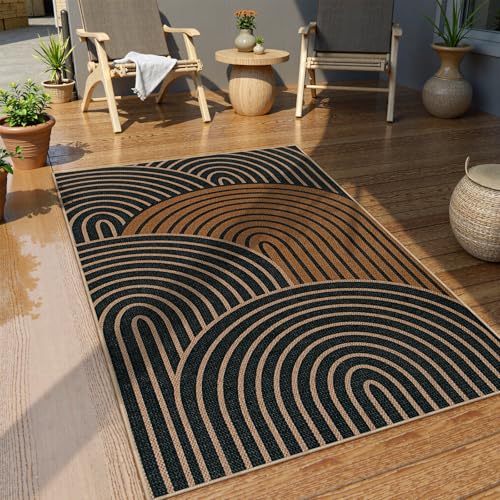 Modern Rainbow Easy Jute 3x5 Rug (3' x 5' (Rectangular) / Black/Multi-rainbow-2)