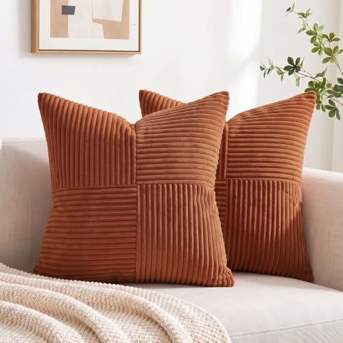 2 Packs Rust Decorative Throw Pillow Covers 20x20 Inch for Living Room Couch (Rust / 20" x 20" (Pack of 2))
