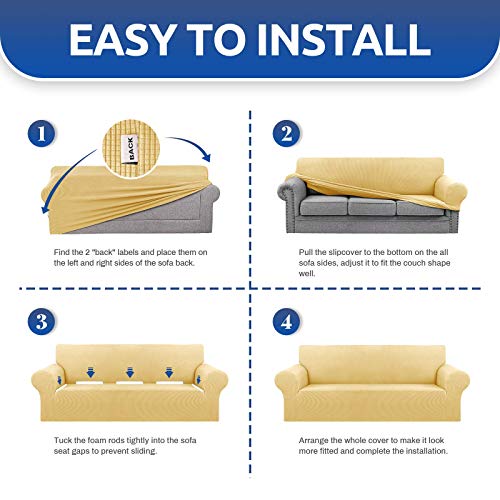 Stretch Loveseat Couch Cover (Champagne / Medium)