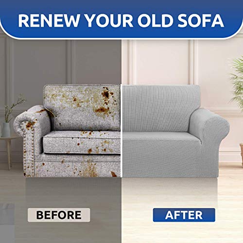 Stretch Loveseat Couch Cover (Silver / Medium)