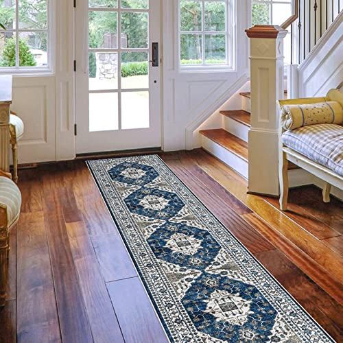Hallway Washable Runner Rug (2' x 10' (Rectangular) / Blue)