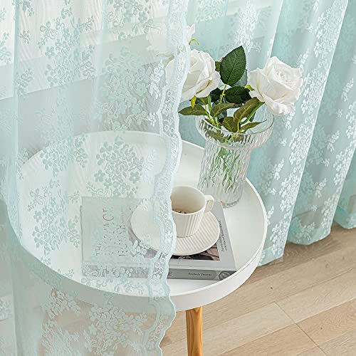 Vintage Lace Curtains 96 Inches Long (Aqua / 52"W x 96"L (Pack of 2))