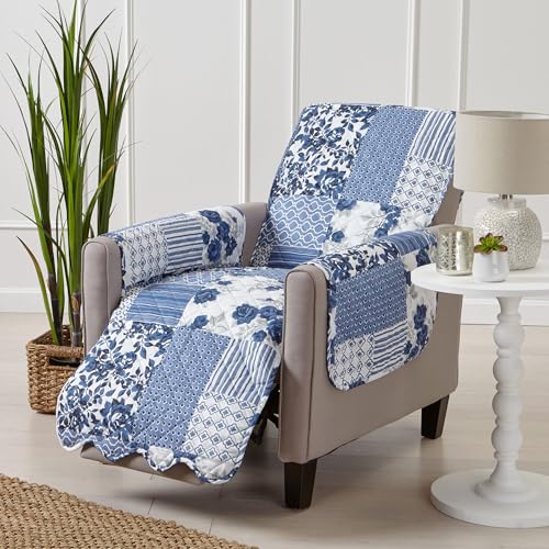Reversible Patchwork Recliner Cover (Recliner / Patchwork - Navy)