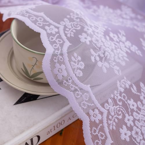 Vintage Lace Curtains 96 Inches Long (Lavender / 52"W x 96"L (Pack of 2))