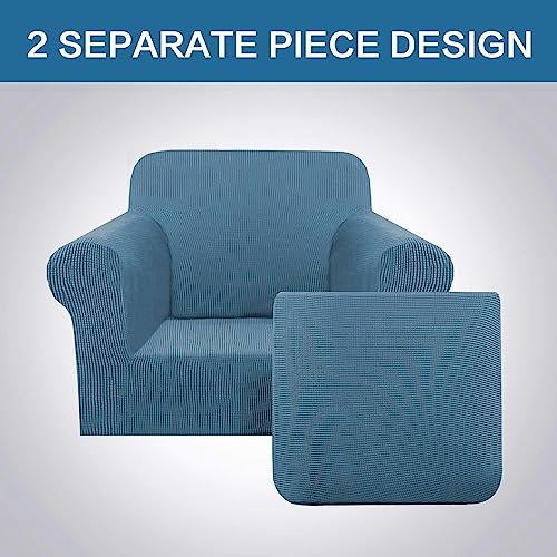 High Stretch Chair Cover Chair Slipcover 2 Piece Couch Shield Furniture Cover (Small / Dusty Blue)