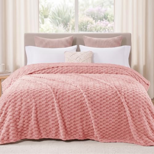3D Fleece Twin Size Blanket for Bed (Dusty Pink / Twin ( 90x66 IN ))