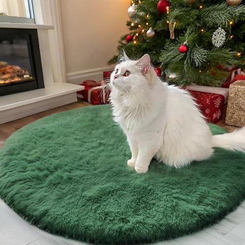 Dark Green Round Rugs for Bedroom (3 Ft Round / Dark Green)