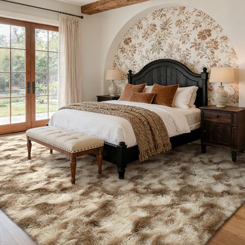 5x7 Ft Large Shag Rugs for Bedroom Living Room Decor for Men Boys (Ea Khaki 4sm11 / 5' X 7' (Rectangular))