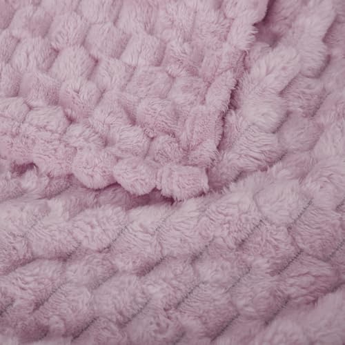 Light Purple Throw Blanket 60"×80" Fuzzy 3D Jacquard Decorative (Light Purple / 60"×80”)