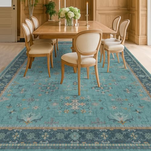 Boho 8x10 Large Teal Green Rugs for Living Room (8' x 10' (Rectangular) / Emerald Teal)