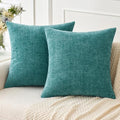 Soft Chenille Throw Pillow Covers Teal 16x16 Inch Pack of 2 (16" x 16" (Pack of 2) / Teal)