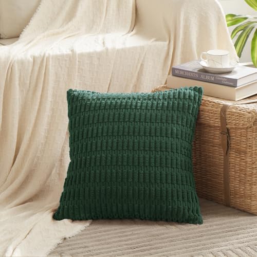 4 Packs Decorative Throw Pillow Covers for Living Room Couch Bed (16" x 16" (Pack of 4) / Dark Green)