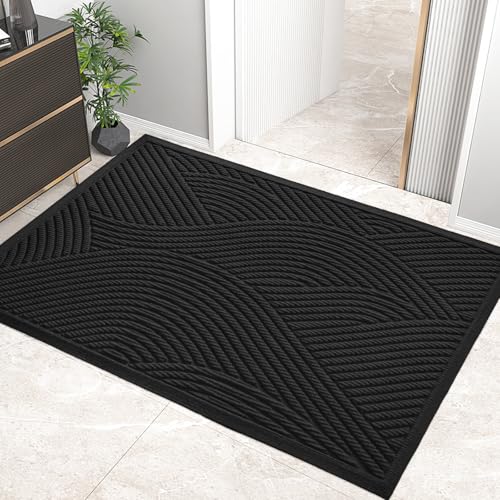 Sturdy Front Door Mat (Black / 2'8" x 3'11" (Rectangular))