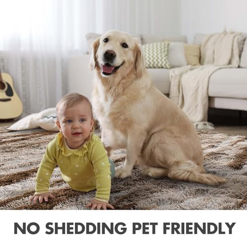 4x6 Ft Shag Area Rug for Bedroom Living Room (Bc Khaki 4sm02 / 4' X 6' (Rectangular))