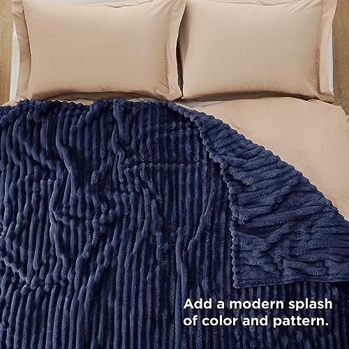 Soft Cal King Size Blanket for Bed Navy Blue 102"x96" (Navy / California King)