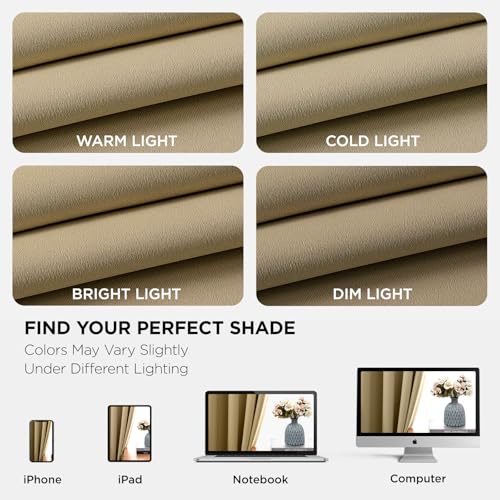 Beige Blackout Curtains for Bedroom 63 Inch 2 Panels with Grommet (Beige / 52"W x 63"L (Pack of 2))