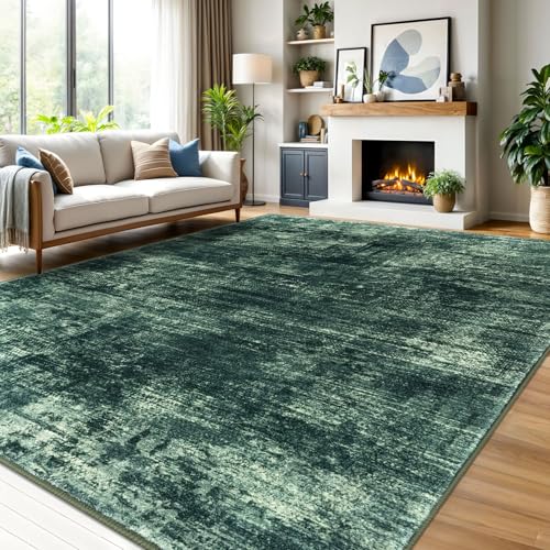 Abstract Area Rugs 9x12 Ft Washable Large Rugs for Living Room (Dark Green / 9' x 12' (Rectangular))