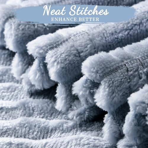 6 Pcs Flannel Blankets Bulk (Dusty Blue)