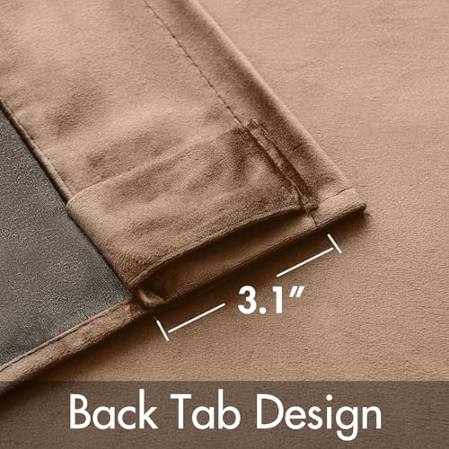 Blush Beige Velvet Curtains 52x90 inches Luxury Blackout Curtains (Blush Beige / 52"W x 90"L (Pack of 2))