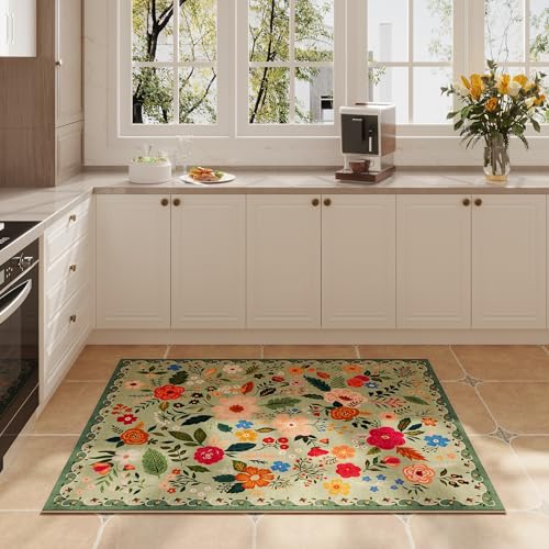 Door Mat 2x3 Area Rug Washable (Green / 2' x 3' (Rectangular))