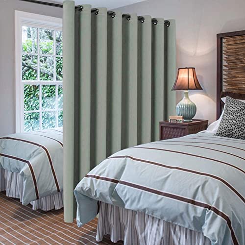 Blackout Patio Curtains 100 x 96 Inches for Sliding Door Extral Wide Blackout Curtain Panels Thermal Insulated Room Divider (100"W x 96"L (Pack of 1) / Light Sage)