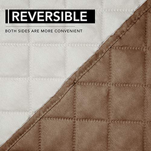 Reversible Couch Cover (Camel/Ivory / Large Recliner)