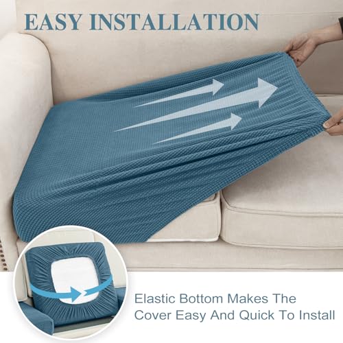 Couch Cushion Covers Seat Cushion Cover Stretch Couch Cover Separate Sectional Sofa Slipcovers Furniture Protector (Blue / 3PC Seat Cover or Backrest)
