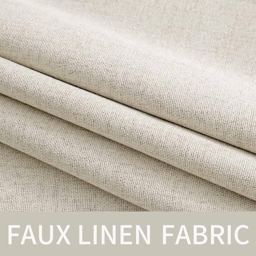 100% Blackout Linen Curtains for Bedroom 52x108 Inches Linen Beige (Linen Beige / 52"W x 108"L (Pack of 2))