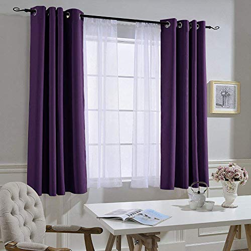 Insulated Curtains Blackout Draperies (Royal Purple / 52"W x 63"L (Pack of 2))
