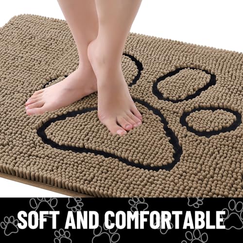 Dog Door Mat for Muddy Paws (48"X30" / Camel and Black)