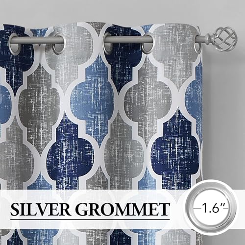 Moroccan 100% Blackout Sliding Door Curtains Blue Grey 100x84 1 Set (Grommet | Blue and Grey / 100"W x 84"L (Pack of 1))