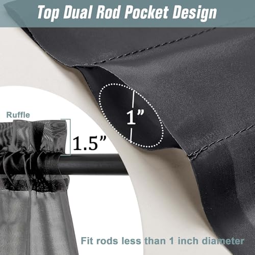 Halloween Black Sheer Curtains 63 Inch Length 2 Panels (42"W x 63"L (Pack of 2) / Black)