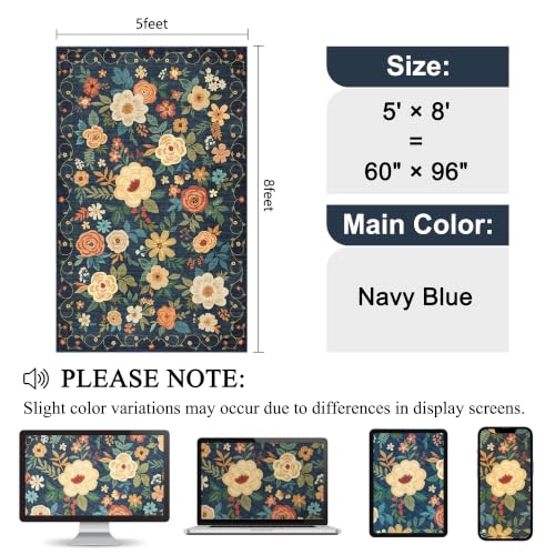5x8 Area Rug for Bedroom (Navy Blue / 5' x 8' (Rectangular))