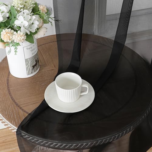 Black Sheer Curtains 45 Inches Length 2 Panels (Black / 42"W x 45"L (Pack of 2))