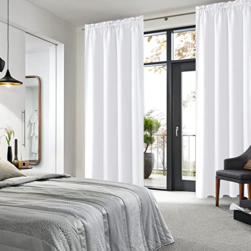 White Curtains 50% Light Blocking for Living Room 95 Inch 2 Panels (Pure White / 52"W x 95"L (Pack of 2))