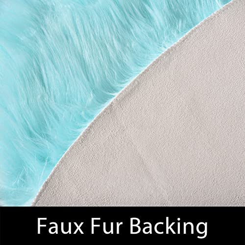 Large Faux Fur Rug Light Blue Round Rug s6.7ft Circle Fuzzy Plush Rugs for Bedroom Soft Fluffy Rug for Living Room Luxury Home Decor (6'7" (Round) / Light Blue)