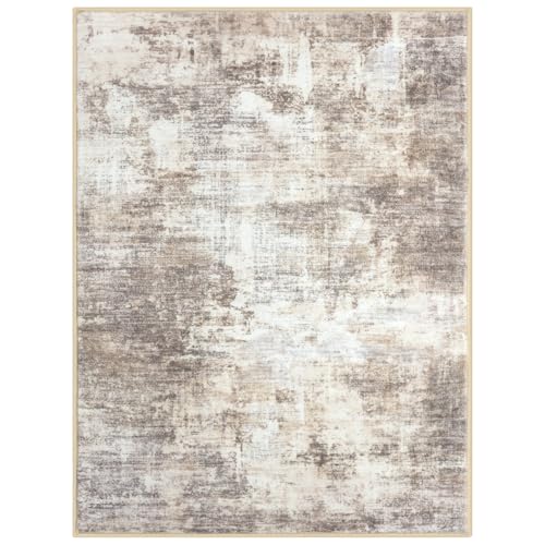 Abstract Area Rug 3x4 Ft Washable Rugs for Entryway Indoor (Gold/Yellow/Brown/Beige/White / 3' x 4' (Rectangular))