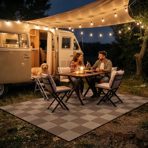 Checkered Easy Jute Living Room Rug (5' x 7' (Rectangular) / Nature/Checkerboard -1)